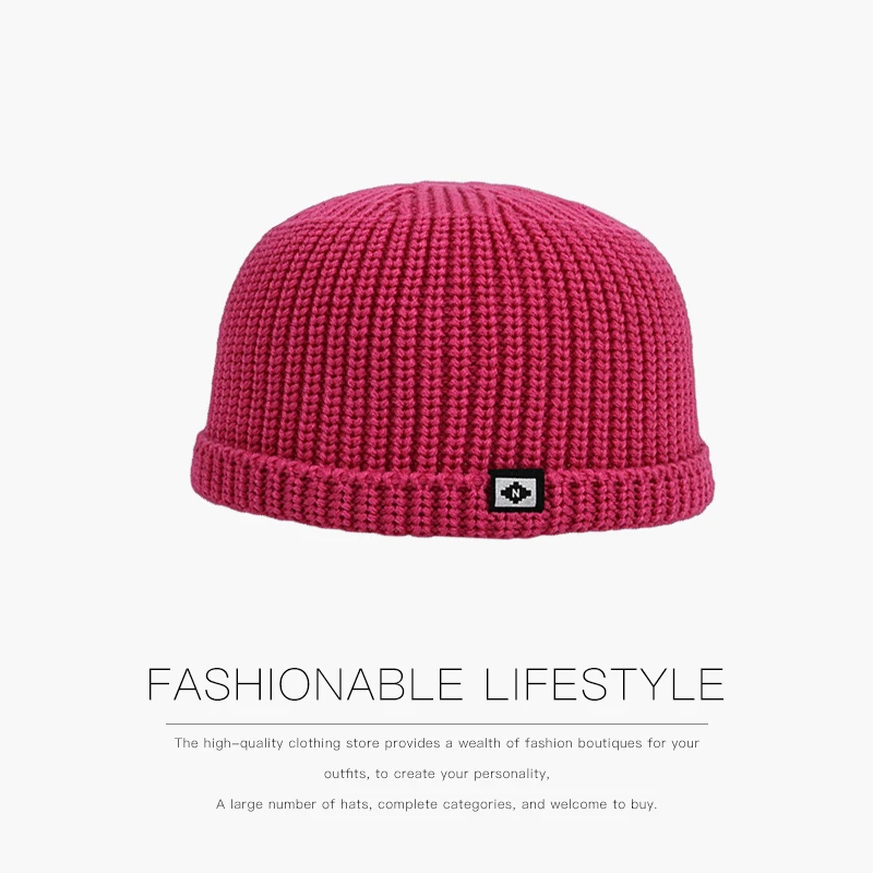 Autumn and Winter hat Women European and American Retro Street Wild wool Wat Korean Wnitted Welon Leather Hat Mens Trend