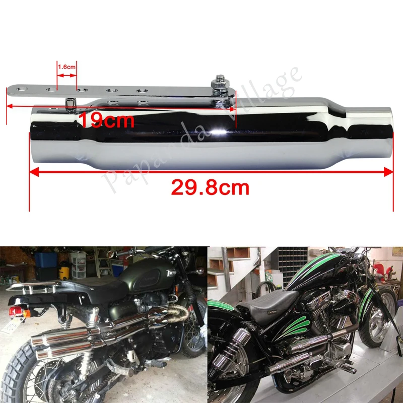 Универсальный хромированный выхлопной глушитель для мотоцикла длина 12 дюймов в