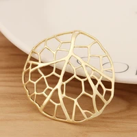 10 pieces gold color hollow mesh irregular round charms pendants for diy earrings jewellery making accessories 43x43mm
