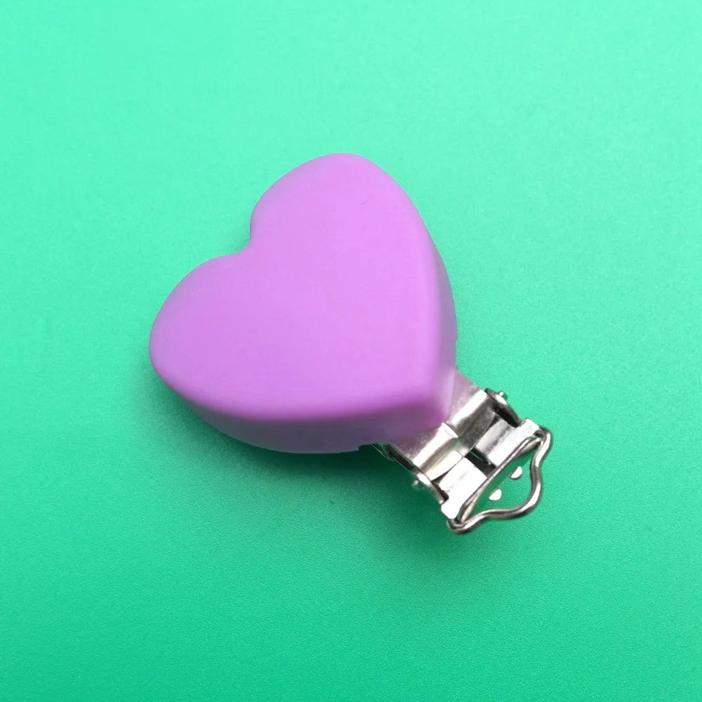 Purple 1 шт. силиконовый успокоитель в форме сердечка зажимы DIY детское кольцо для соски Прорезыватель пустышка для младенца ювелирные изделия игрушка Аксессуар Держатель Зажимы для прорезывателей - Цвет: Purple