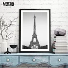 Картина на холсте с изображением Эйфелевой башни, постер на стену во Французском Париже, черно-белые принты, картины с изображением Парижского пейзажа