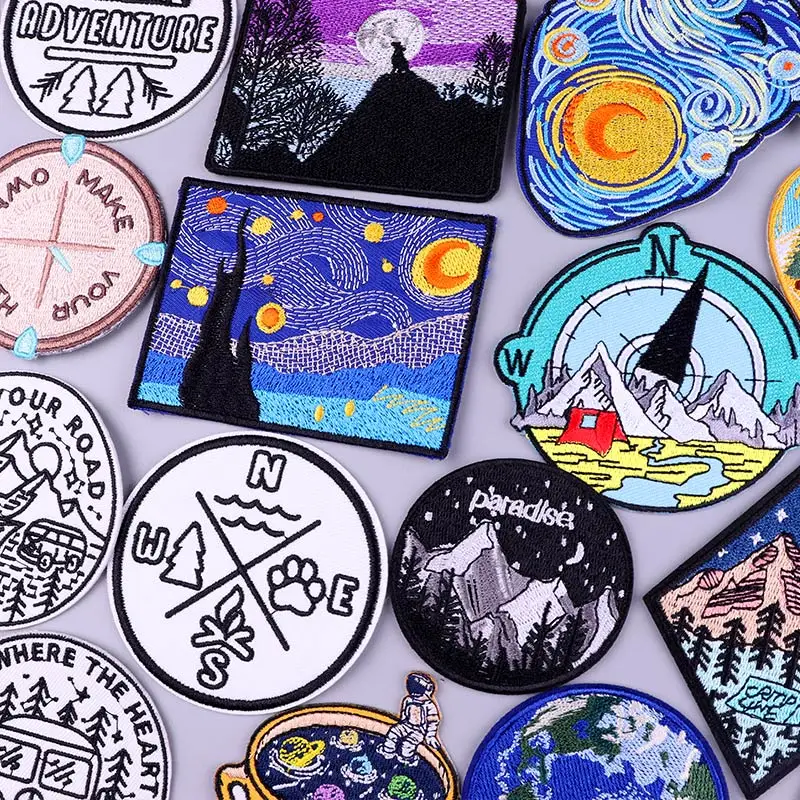 Вышитая нашивка горный значок нашивки с утюгом для одежды уличная аппликация