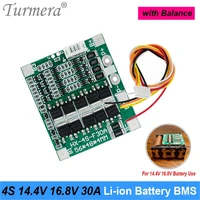 turmera 4s 30a 14 4v 16 8v balance bms lithium battery protection board for 3 6v 18650 electric drill screwdriver batteries use