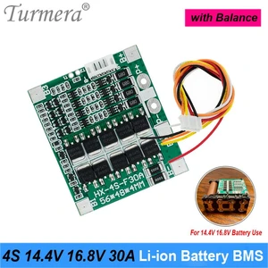 Turmera 4S 30A 14.4V 16.8V Balance BMS Lithium Battery Protection Board for 3.6V 18650 Electric Drill Screwdriver Batteries Use