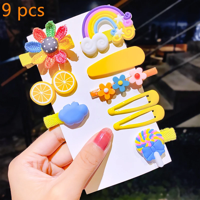 

7/8/9Pcs Girls Cute Cartoon Animals Fruit Hairpins Children Lovely Hair Clips Barrettes Headband Kids Hair Accessories