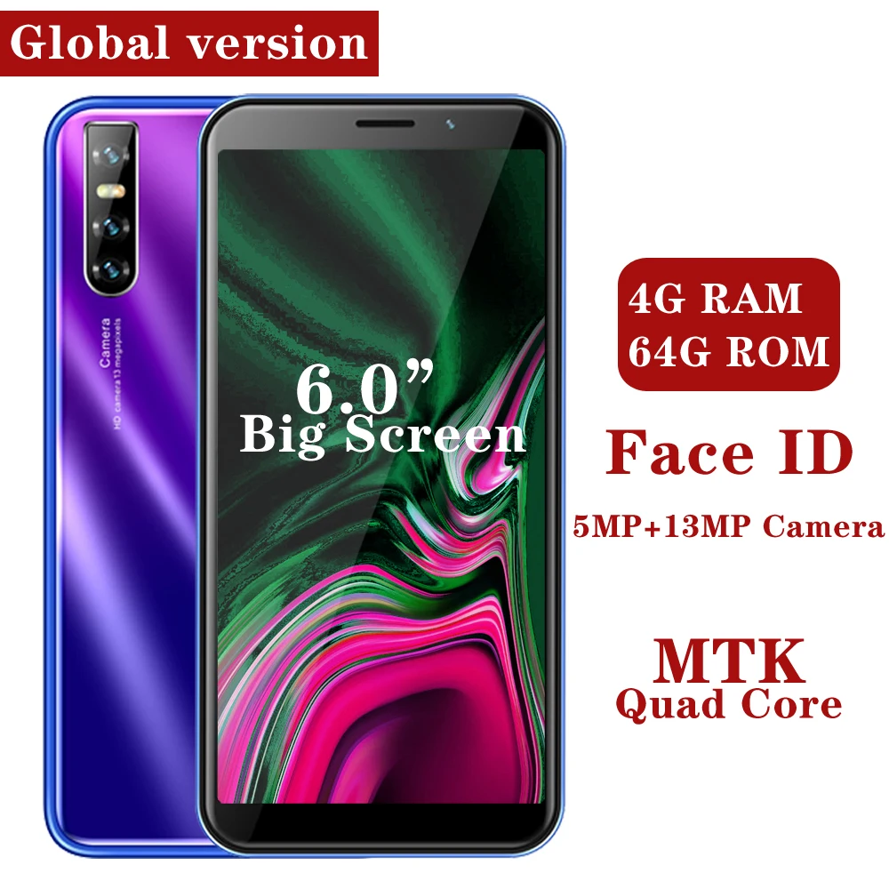 

Smartphones A51 Android phone 13MP 4G RAM 64G ROM Global Mobile Phones IPS MTK Cellphones Face id Unlocked Quad Core Celulares
