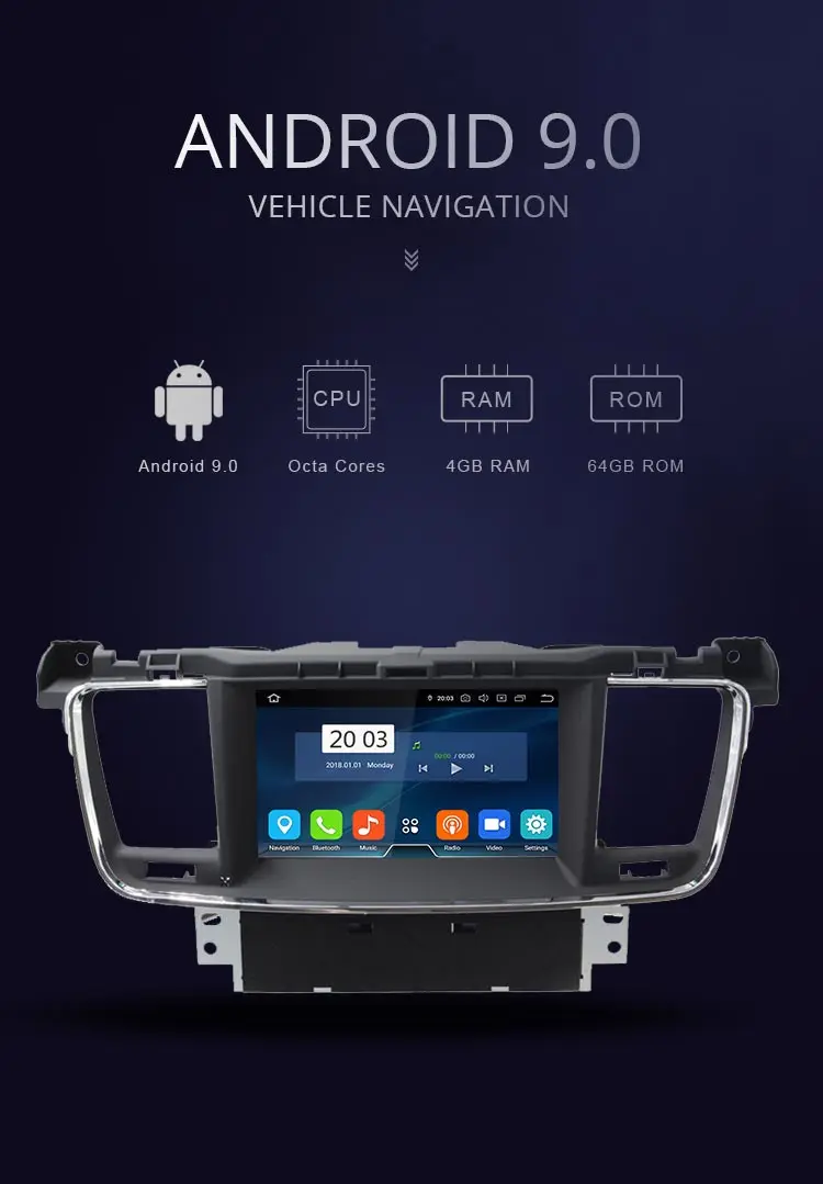 JDASTON Android 9,0 автомобильный dvd-плеер для PEUGEOT 508 Стерео gps навигация Мультимедиа Авто аудио радио Восьмиядерный 4G+ 64G головное устройство