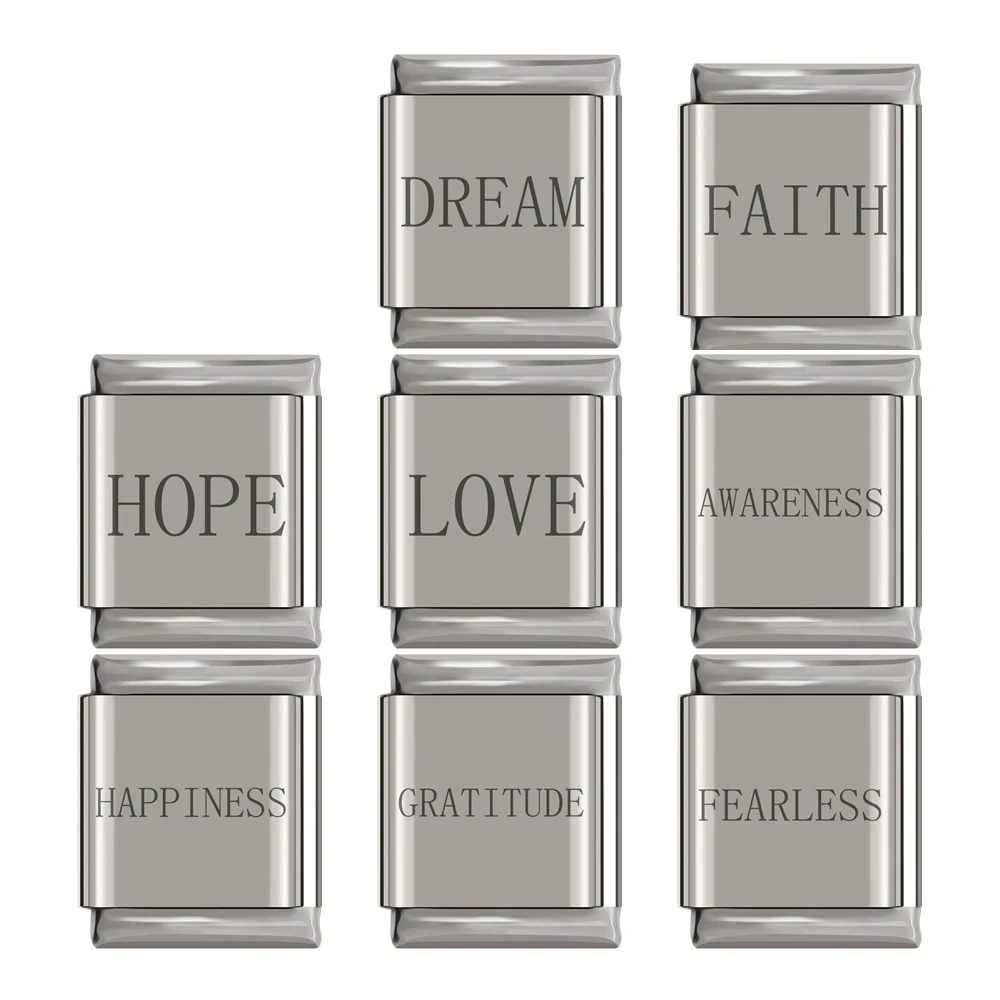 Браслет Hapiship из нержавеющей стали с надписью счастье 13 мм|Браслеты голограммой| |