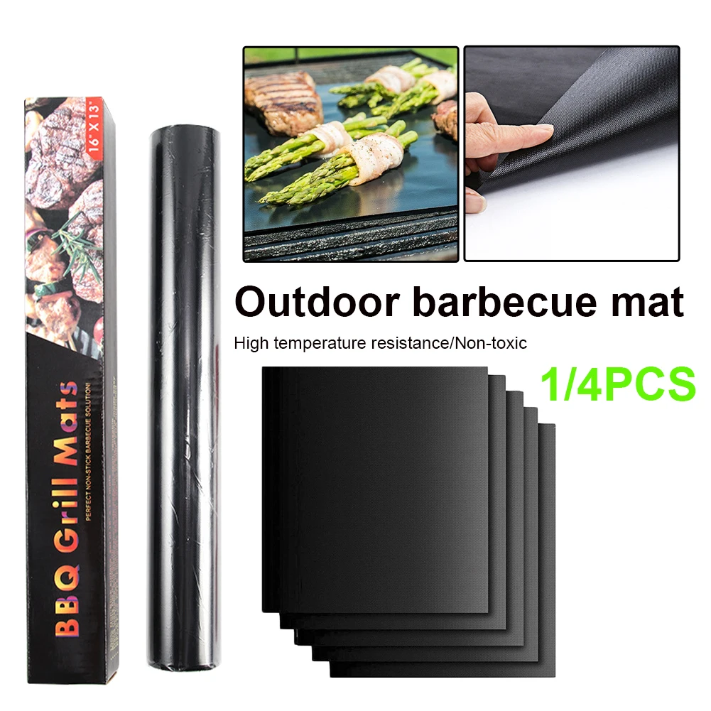 

4Pcs Grill Mat Non-Stick Reusable Barbecue Mat High Temperature Resistant Roast Sheet for Picnic BBQ Camping Baking Accessories