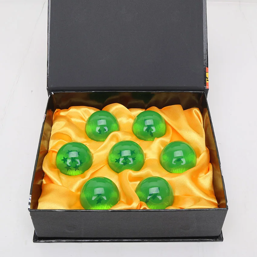 Green with box 7 шт/лот 4 см Жемчуг дракона Z Хрустальный шар Стрекоза 7 звезд хрустальные шары оранжевый черный синий звезды полный набор - Цвет: Green with box