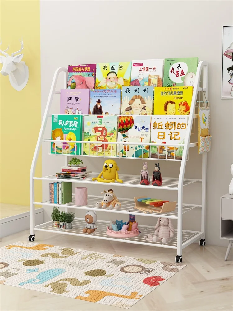 Простая детская полка для хранения игрушек книжная железный домашний пол