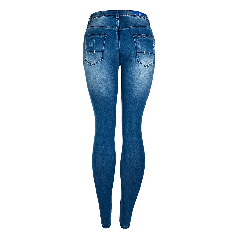 

Women Ripped Hole Distressed High Waist Jeans Push Up Hip Pencil Lift Skinny Jean Trousers Super Stretch Slim Fit Denim Pants