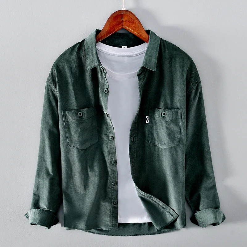 

Рубашка мужская Вельветовая с длинным рукавом, 100% хлопок