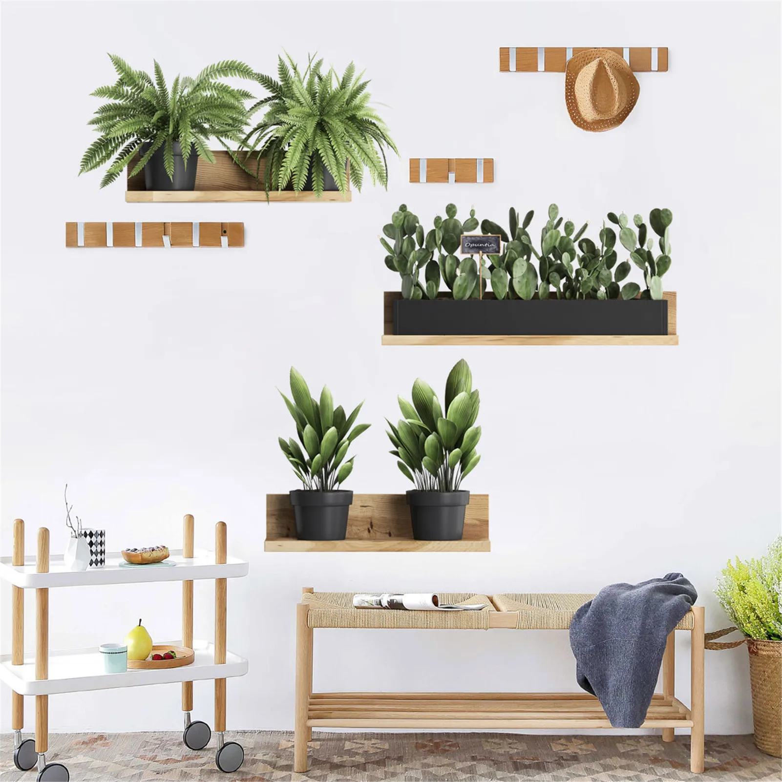 Наклейки на стену с зелеными растениями 2 шт. | Дом и сад