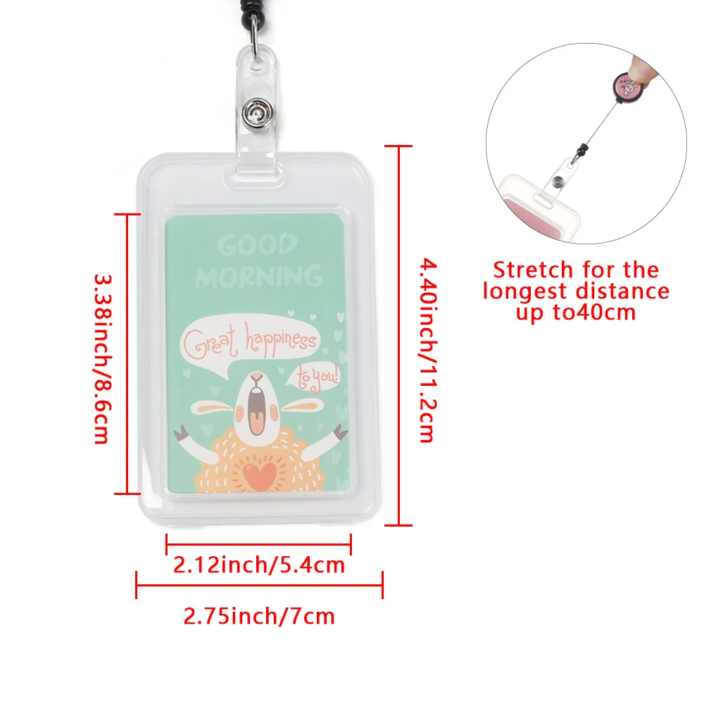 

Cartoon Cute Retractable Name Badge Holder ID Business Card Work Card Students Bus Card Case With Lanyard Bank Credit Card