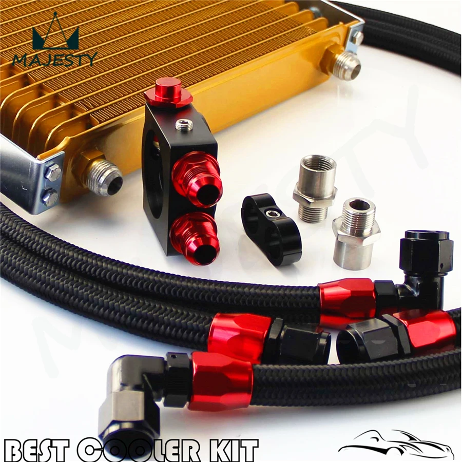 

AN10 Universal trust 7 row oil cooler Gold+ thermostat Sandwich Plate kit