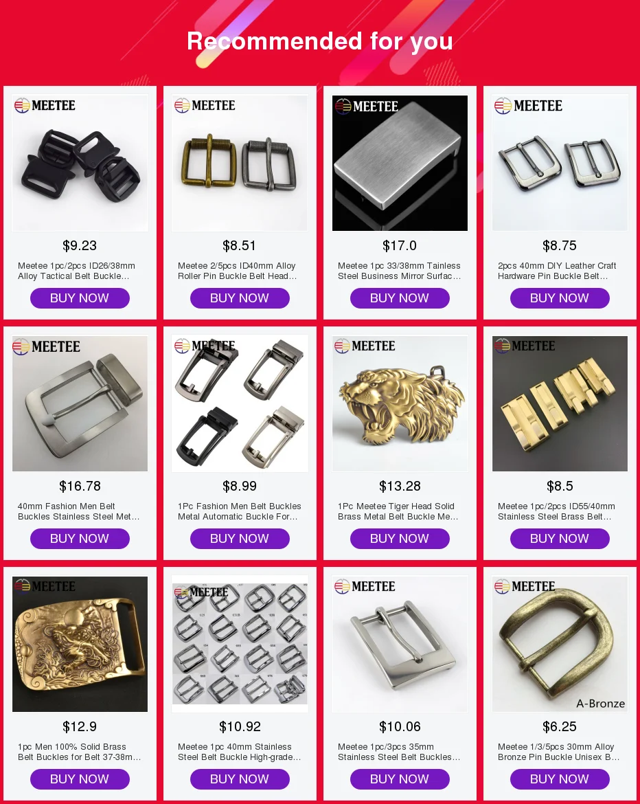 Meetee Solid Brass Metal Belt Buckle Men Women Belt Head for Belt Metal Pin Buckles DIY Leather Craft Jeans Accessories