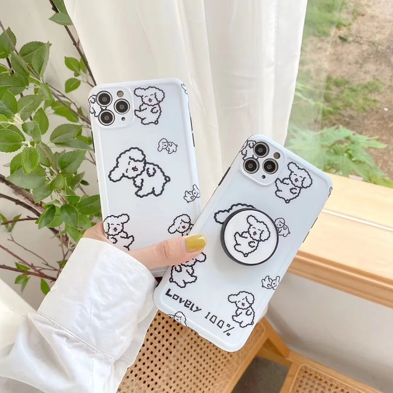 

Soft TPU Smooth Cute Cartoon White Curly Lovely fluffy Jumping Dog Phone Case For iPhone7 8Plus X XS XR XSMAX 11/Pro MAX 2020SE
