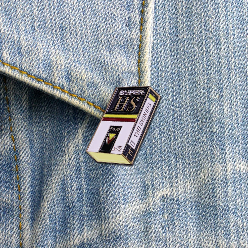 Эмалированный значок на булавке в стиле ретро блестящая брошь VHS HS T-120 модные