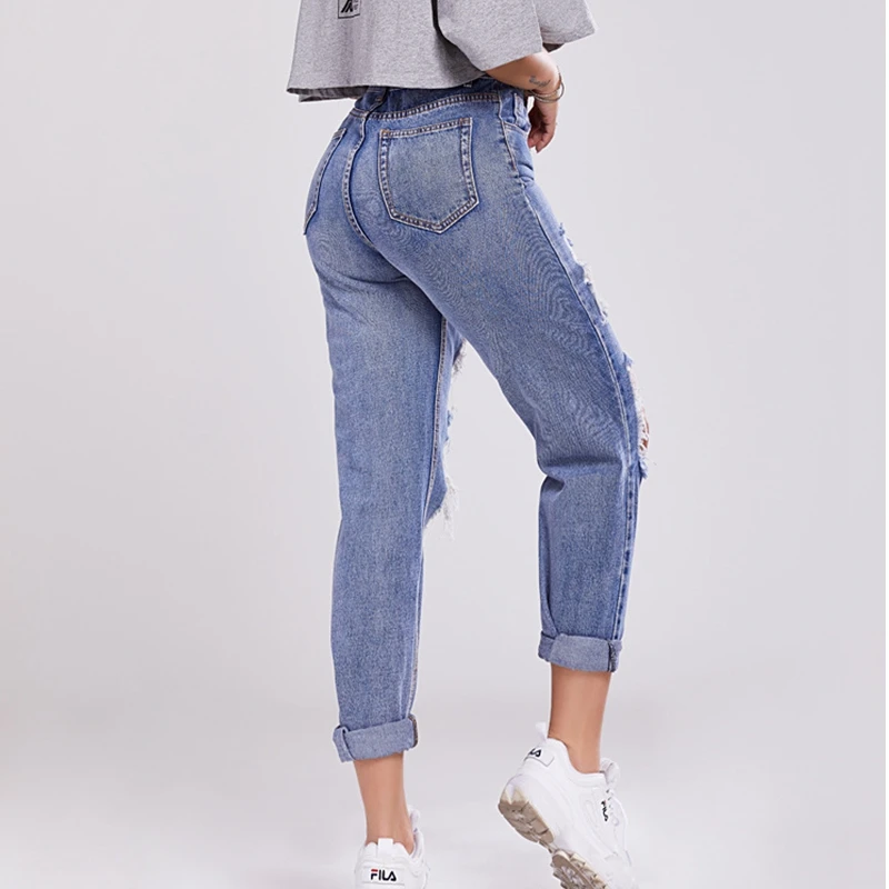 Оптовая продажа цена рваные джинсы для женщин уличная Штаны Push up эстетическое