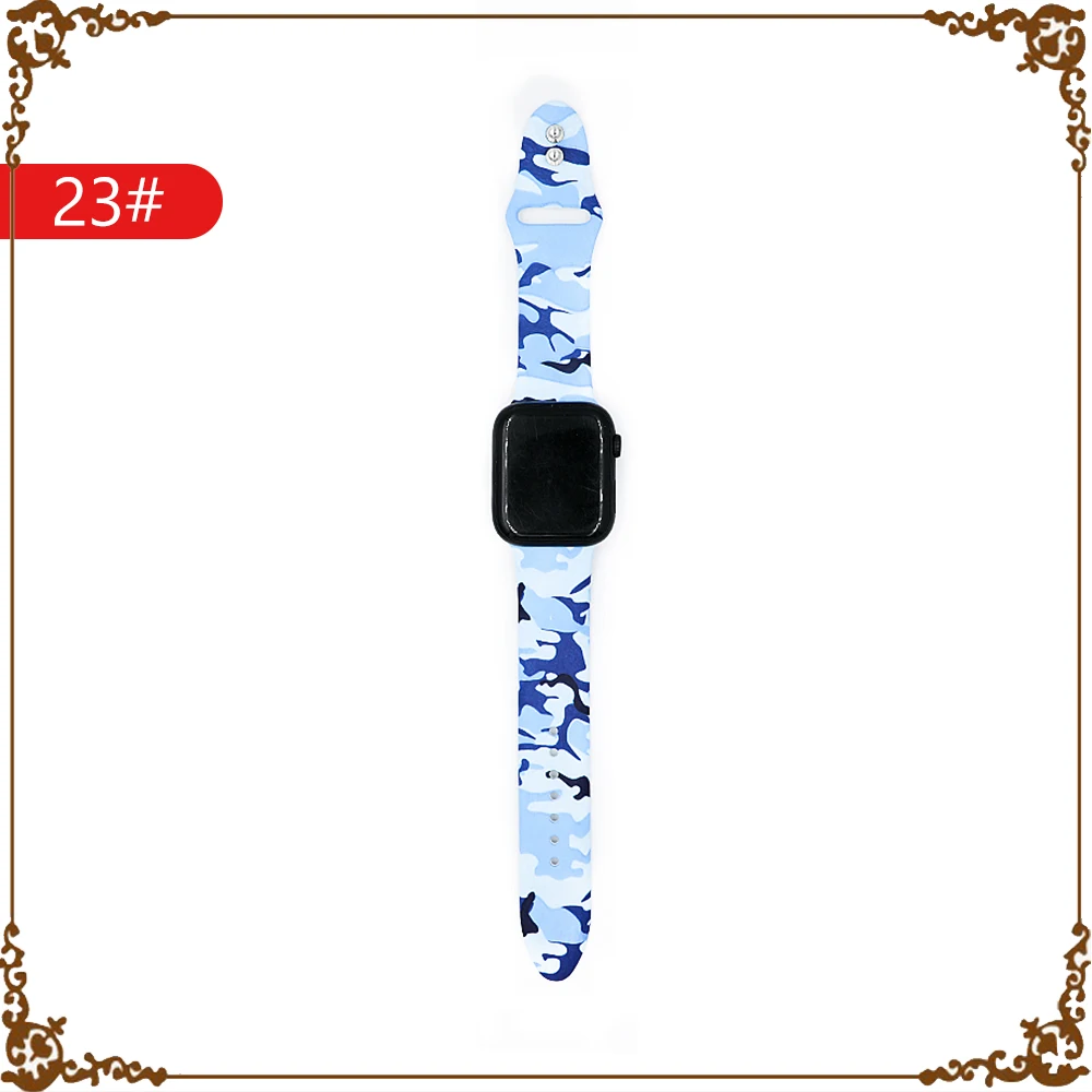 23 Цветочный ремешок для apple watch, 4 ремешка, 44 мм, 40 мм, ремешок correa iwatch, 42 мм, 38 мм, силиконовый браслет, apple watch, 5, 4, 3, 2, аксессуары для часов - Цвет ремешка: 23