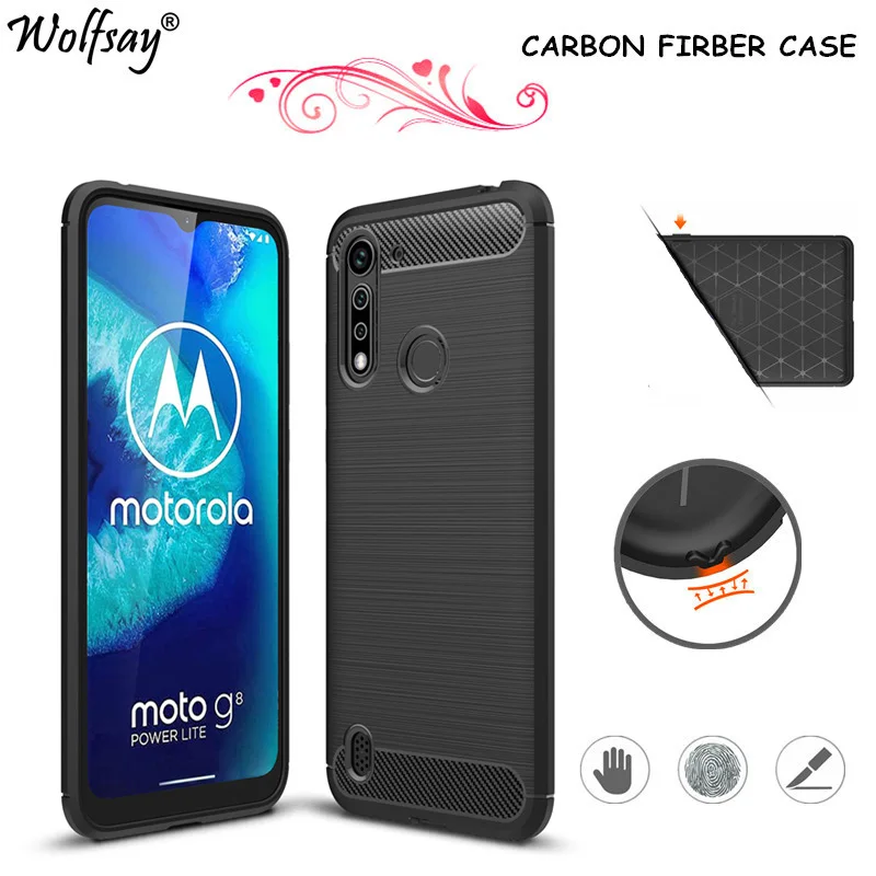 Чехол из углеродного волокна для Motorola Moto G8 Power Lite чехол резиновый силиконовый