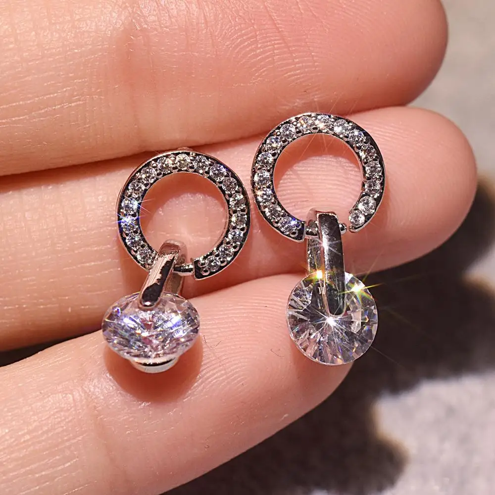 

Женские серьги с камнем, вечерние серьги из стерлингового серебра 925 пробы с блестящим цирконием, ювелирные изделия