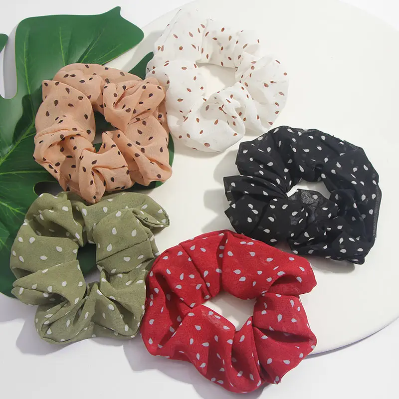 Повязка на голову женская шифоновая в горошек эластичная | Украшения и