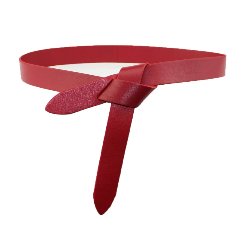 

Newest Design knot cowskin belts for women soft real leather knotted strap belt long genuine dress accessories lady waistbands