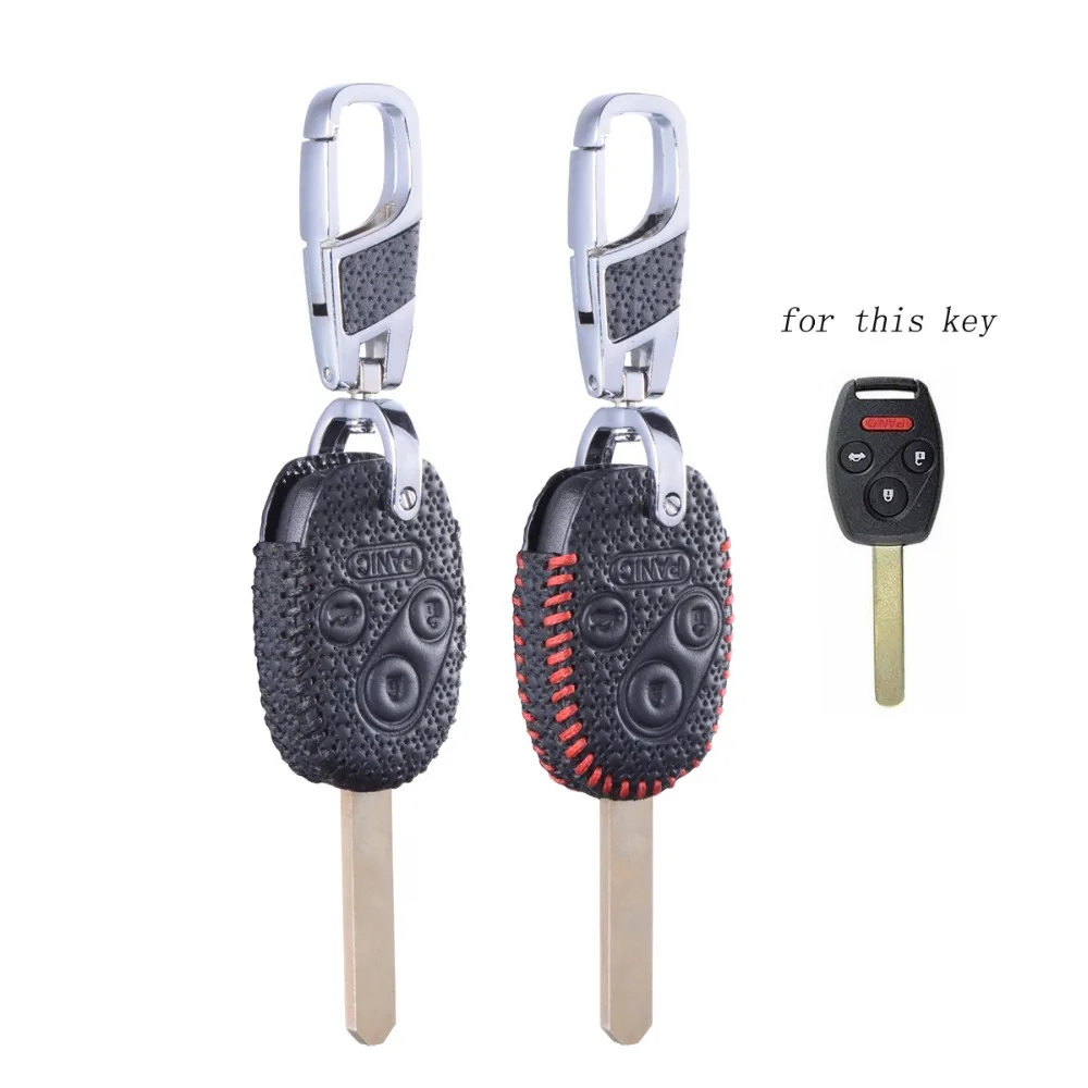 

Leather Remote Holder Keychain for Honda Civic Accord CRV Fit Pilot Ridgeline Insight Odyssey Smart Fob Shell Sleeve