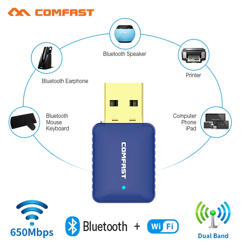 600 Мбит/с USB Bluetooth адаптер 4 2 для ПК компьютера динамик беспроводная мышь Музыка