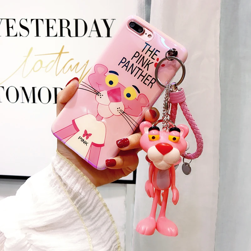 Для iPhone XS Max розовый пантера мягкий чехол для телефона милый синий луч задняя