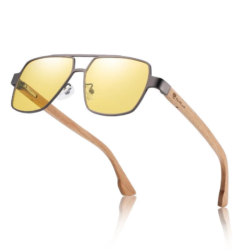 Hu Wood Классические поляризационные солнцезащитные очки для мужчин фирменные