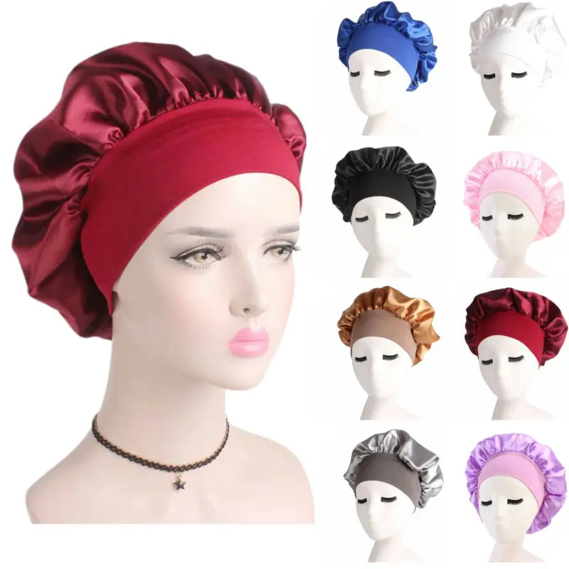 Brand New 2019 Long Hair Care Women Satin Bonnet Cap Night Sleep Hat Silk Head Wrap Adjust Shower Caps | Дом и сад