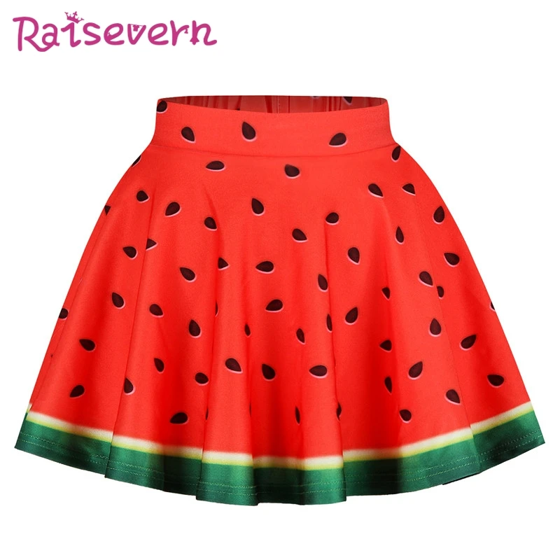 Детская юбка RAISEVERN черная белая с 3D принтом в европейском и американском стиле