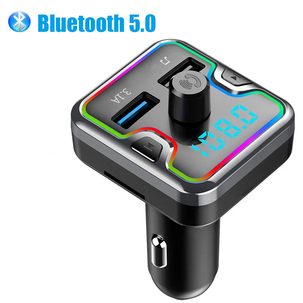 

Car Handsfree FM Transmitter Bluetooth 5.0 Car Kit MP3 Modulator Player TF Card USB AUX Receiver Dual USB Fast Charger For Radio