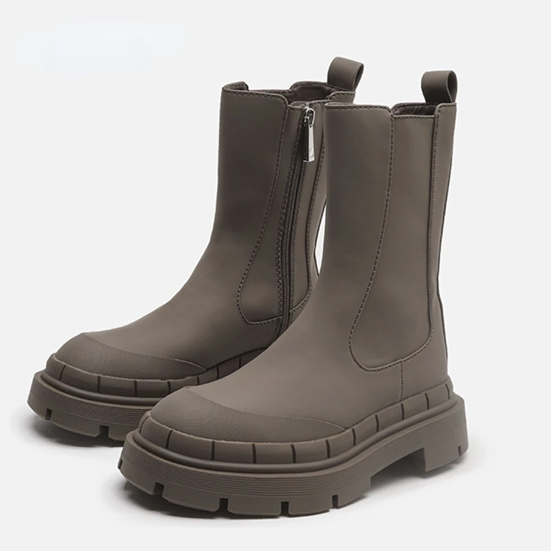 

Womens Boots Autumn Winter Thick Soles Short Boots Martin Boots Female Side Zip Knight Boots Chelsea Middle Calf Boots Fashion