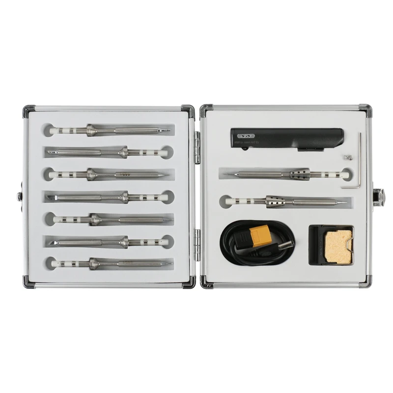 

TS100 Mini Programmable Soldering Iron With 9 Pcs Iron Tips T Stand And Cable Aluminium Package 12 in 1 All-in-one Kit