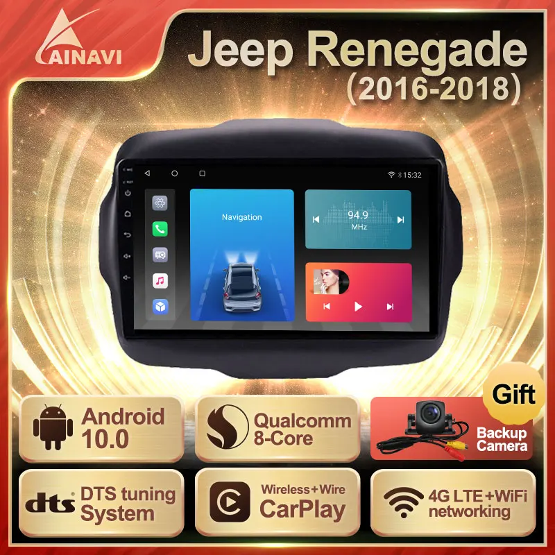 Автомобильный радиоприемник Android 10 QLED экран для Jeep Renegade 2016-2018 автомобильный