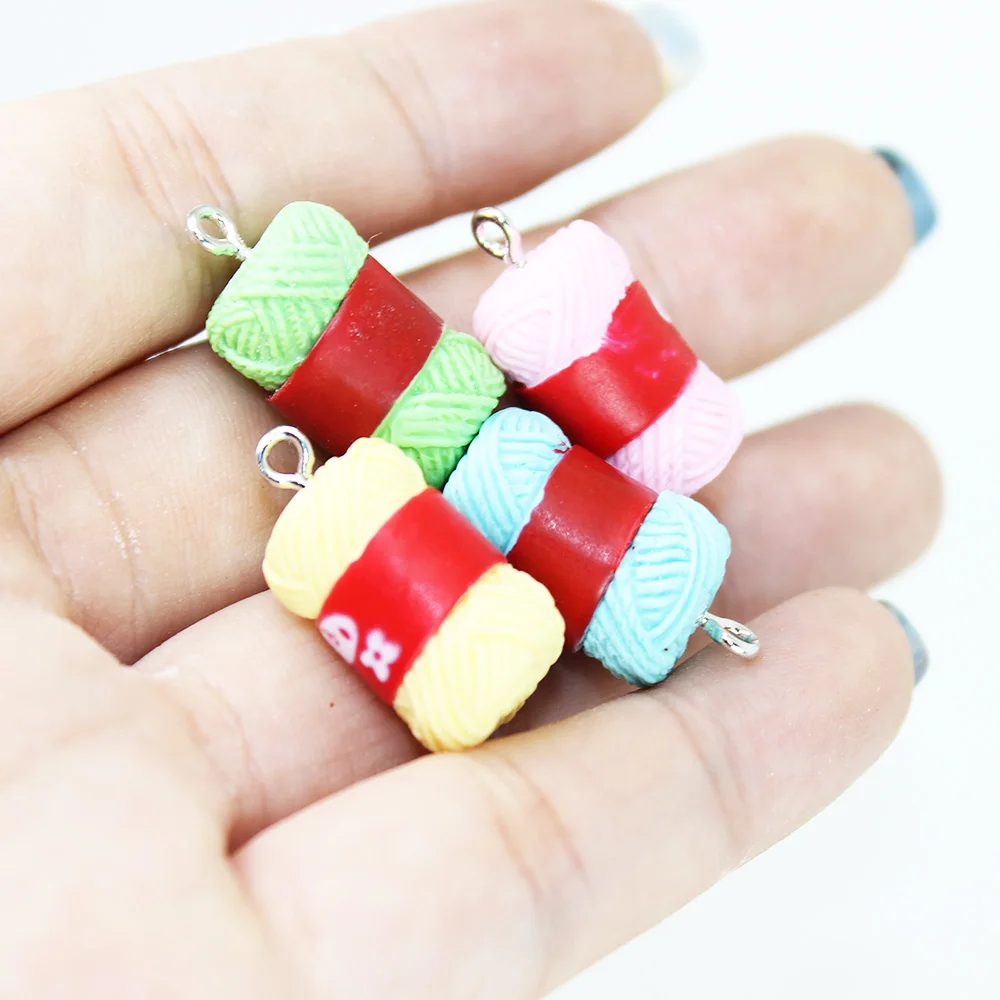

Yamily 10Pcs/Resin Woolen Yarn Charm Simulation Cute Rabbit Wool Ball DIY Pendant Jewelry For Keychain Earrings Necklace