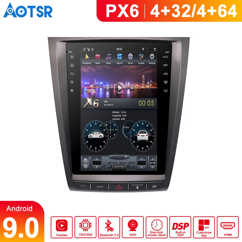 12 1 &quotTesla IPS экран Android 9 0 для lexus GS GS300 GS350 GS450 GS460 2004 2011 радио GPS навигация без DVD