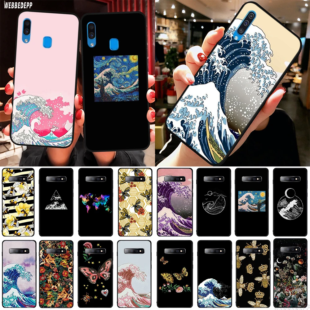 Японский чехол для телефона из ТПУ с изображением канагава и большой волны Samsung