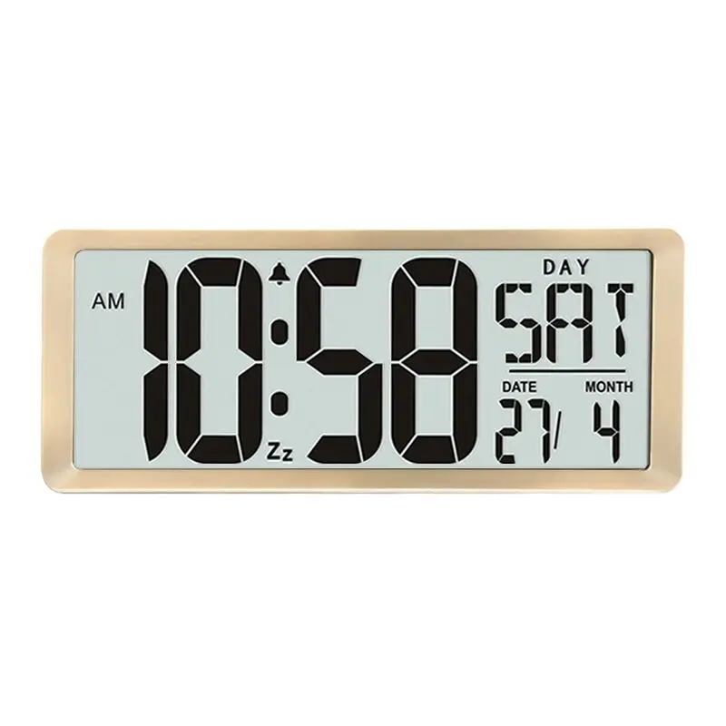 Супер большой таймер обратного отсчета, кухонные настенные часы, большой ЖК-экран с температурой, календарь, дневной дисплей, будильник, стол - Цвет: Золотой