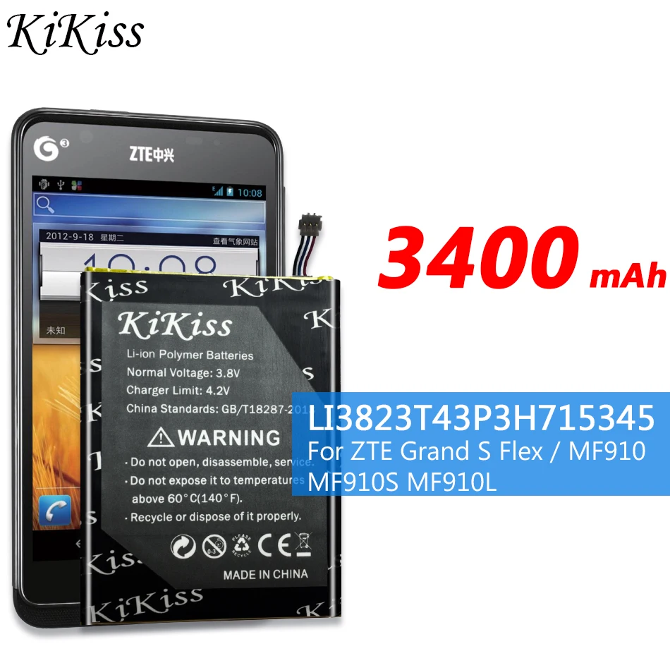 Powerful Battery 3400mAh LI3823T43P3h715345 For ZTE Grand S Flex / MF910 MF910S MF910L MF920 MF920S+Free tool | Мобильные телефоны