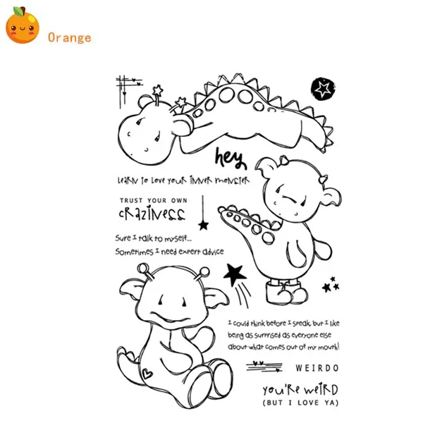 Прозрачные штампы с динозавром для скрапбукинга/изготовления открыток/детских