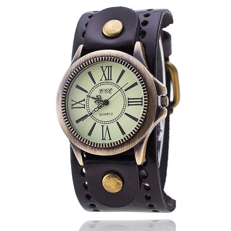 

Vintage series cowhide strap watch Vintage Roman literal watch Men's and women's quartz watches