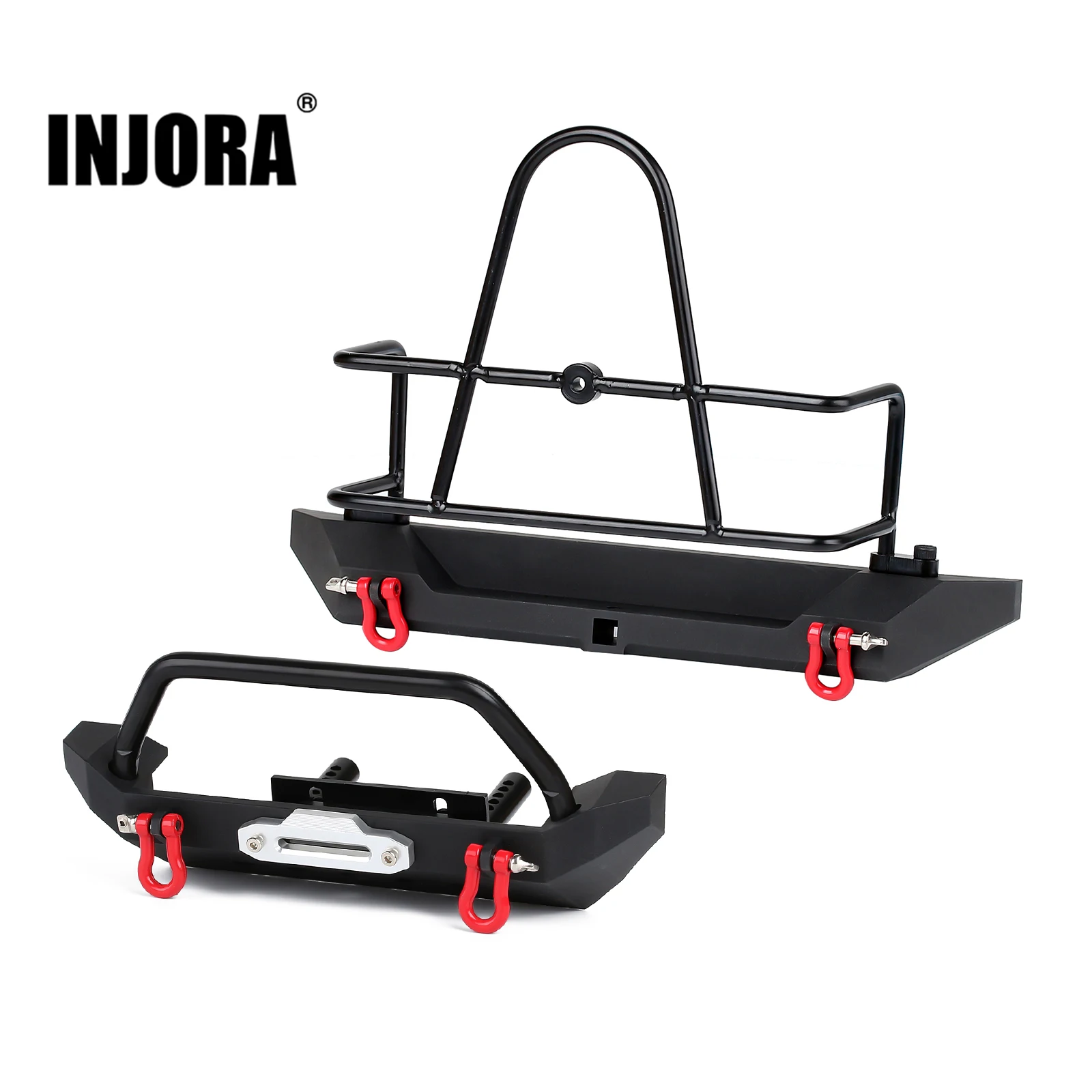 INJORA Metal Front Rear Bumper with Tow Hook for 1/10 RC Crawler Axial SCX10 90046 SCX10 III AXI03007 Upgrade Parts