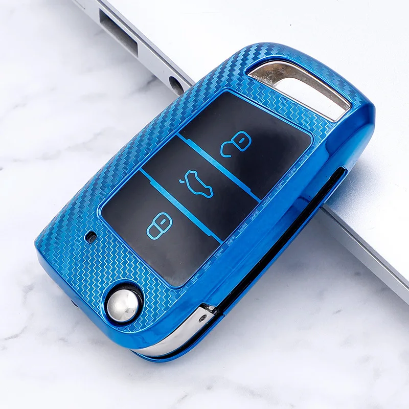 

Carbon Fiber TPU Car Key Cover Case Protective Shell for Volkswagen VW Golf 7 mk7 Seat Ibiza Leon FR 2 Altea Aztec Skoda Octavia