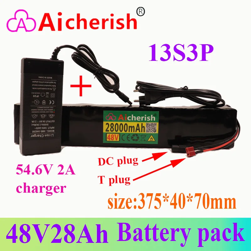 

Batterij 18650 Elektrische Fiets 48V Lithium Ion Oplaadbare Batterij 13S3P 28Ah 780W Ingebouwde Bms Functie Bescherming