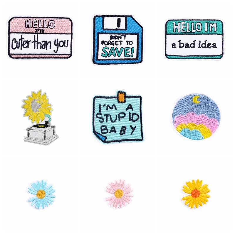 

Cartoon Patch Iron On Patches For Clothes Flower Embroidered Patches For Clothing Letter Patch Sticker On Clothes Applique DIY